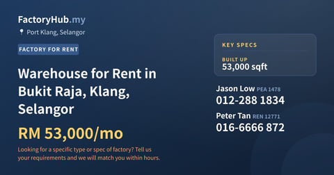 Factory For Rent - Warehouse for Rent in Bukit Raja, Klang, Selangor - Port Klang, Selangor