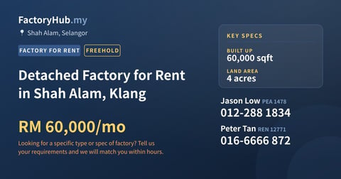 Factory For Rent - Detached Factory for Rent in Shah Alam, Klang - Shah Alam, Selangor