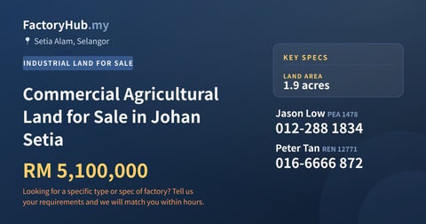 Land For Sale - Commercial Agricultural Land for Sale in Johan Setia - Setia Alam, Selangor