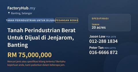 Tanah Untuk Dijual - Tanah Perindustrian Berat Untuk Dijual di Jenjarom, Banting - Banting, Selangor