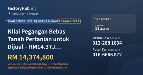 Tanah Untuk Dijual - Nilai Pegangan Bebas Tanah Pertanian untuk Dijual – RM14.37J 479160kp - Nilai, Negeri Sembilan