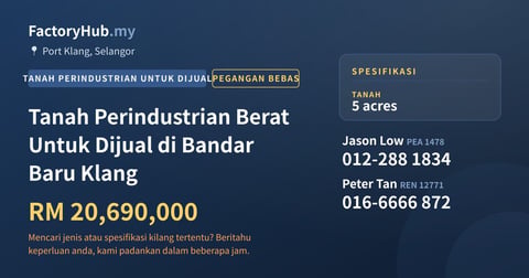 Tanah Untuk Dijual - Tanah Perindustrian Berat Untuk Dijual di Bandar Baru Klang - Port Klang, Selangor