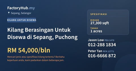 Kilang Untuk Disewa - Kilang Berasingan Untuk Disewa di Sepang, Puchong - Sepang, Selangor