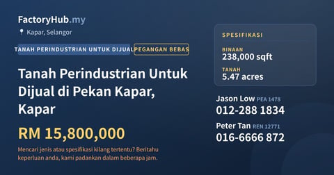 Tanah Untuk Dijual - Tanah Perindustrian Untuk Dijual di Pekan Kapar, Kapar - Kapar, Selangor