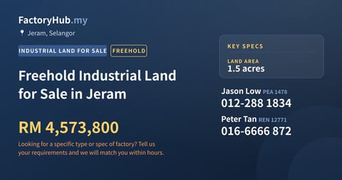 Land For Sale - Freehold Industrial Land for Sale in Jeram - Jeram, Selangor