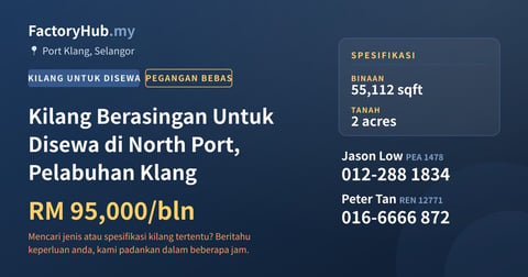 Kilang Untuk Disewa - Kilang Berasingan Untuk Disewa di North Port, Pelabuhan Klang - Port Klang, Selangor