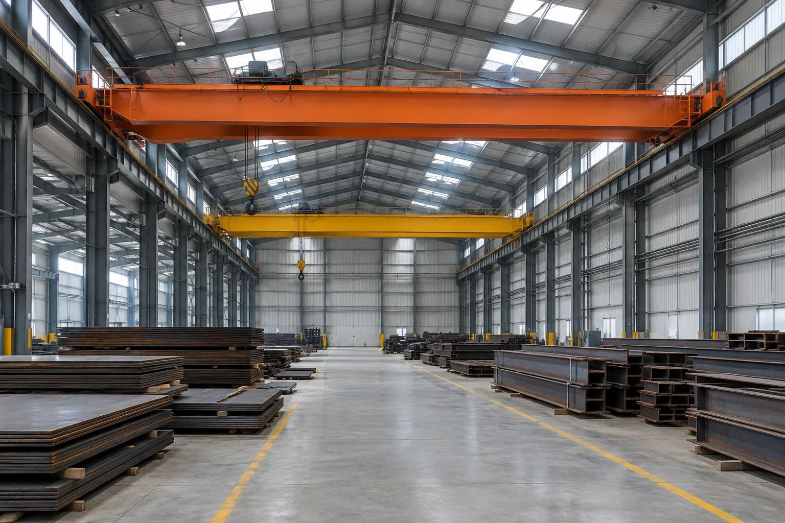 Reference image of a factory hall with overhead crane