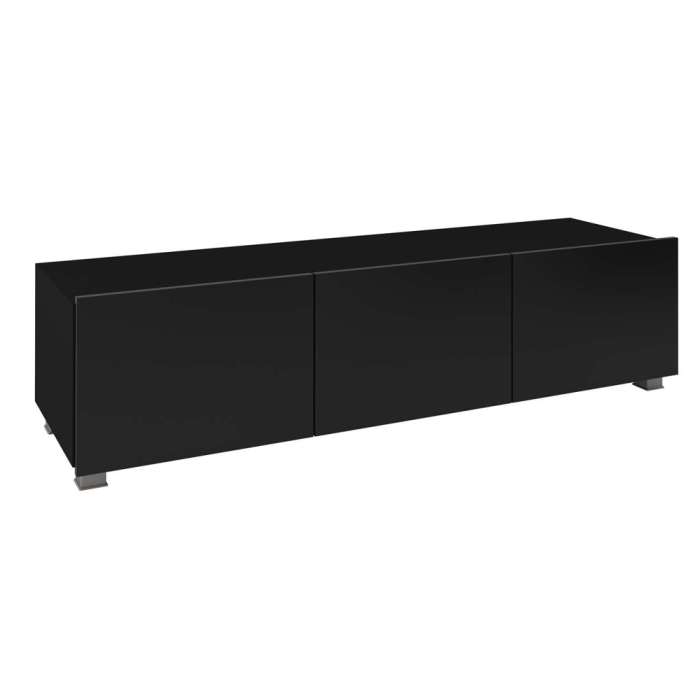 TV Unit 150 COLAMBRINI in black / black gloss