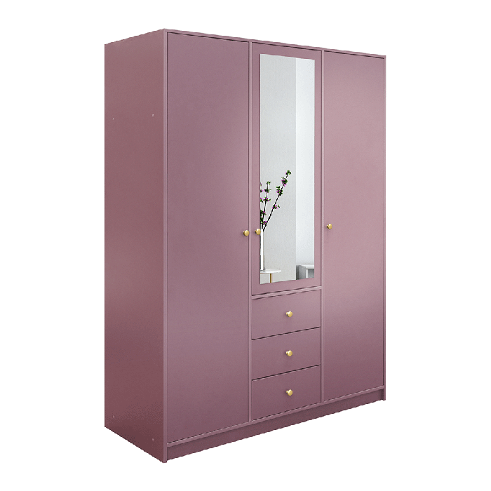 The hinged door wardrobe SIENA II D3 plum with mirror