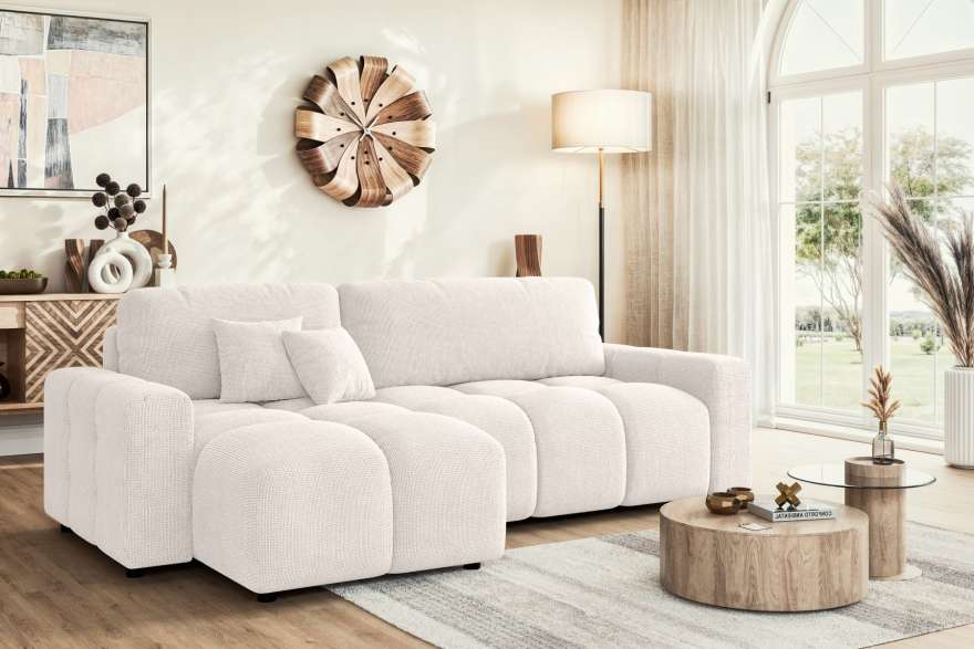 Corner Sofa Bed LAINEY Beige in left orientation