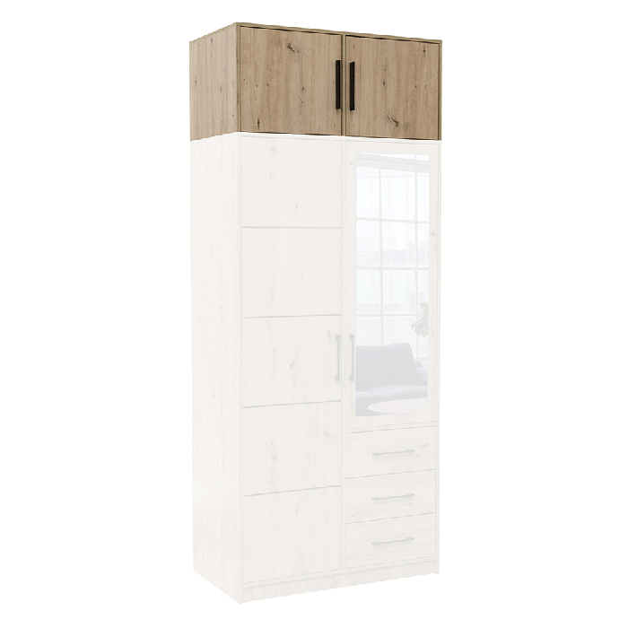 Wardrobe KOS D2 in oak artisan with the extension add-on on top