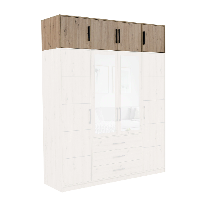 Wardrobe KOS D4 in oak artisan with the extension add-on on top