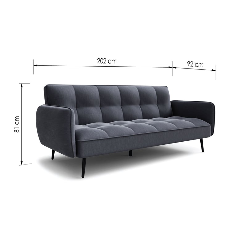 Sofa Bed SAMANTHA - Grey with dimensions