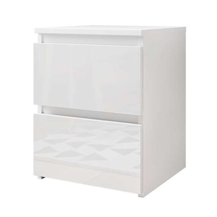 Bedside table MOLAMA W2 in white / white gloss