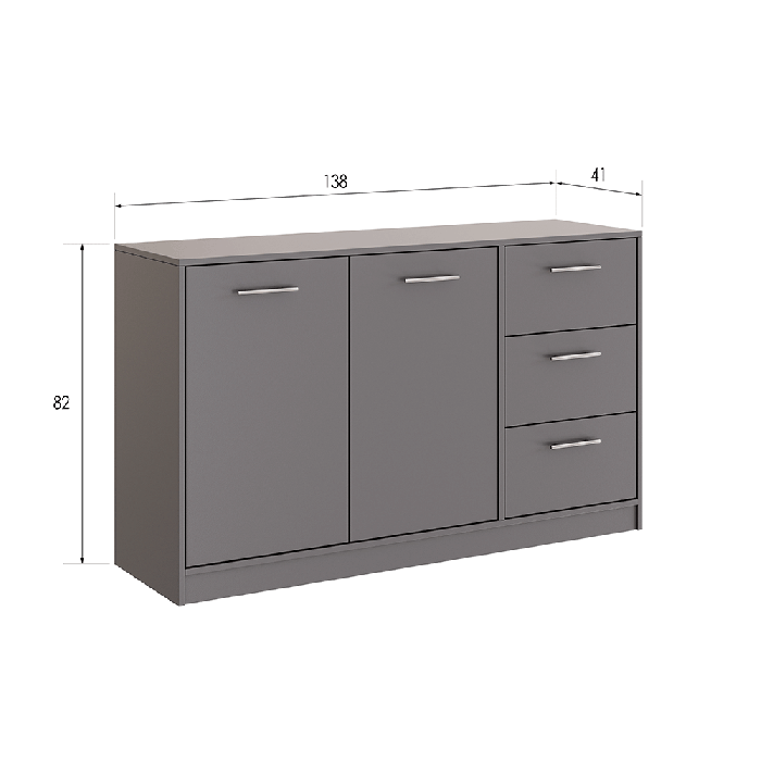 sideboard BREMA in lava with dimensions