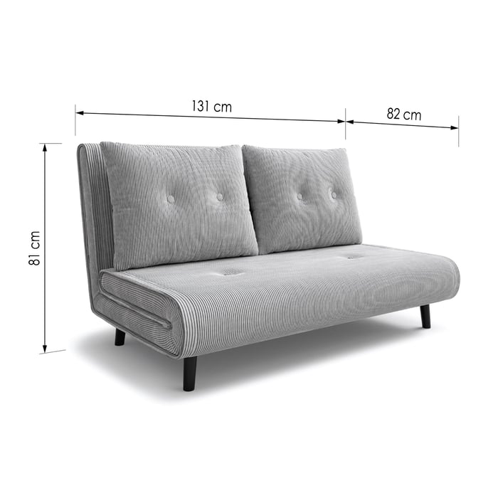 Sofa Bed ANN in grey with dimensions