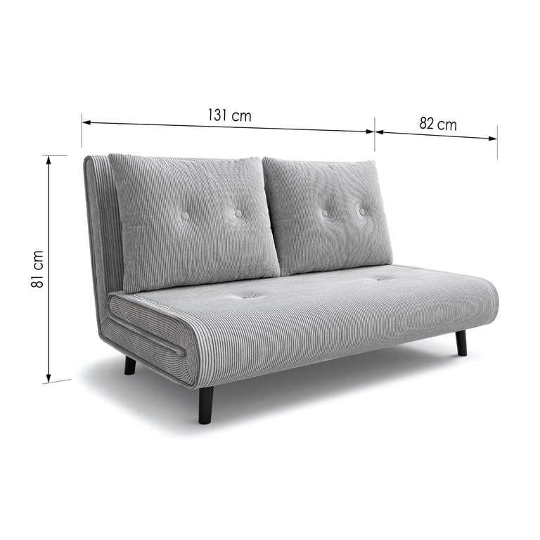 Sofa Bed ANN in grey with dimensions