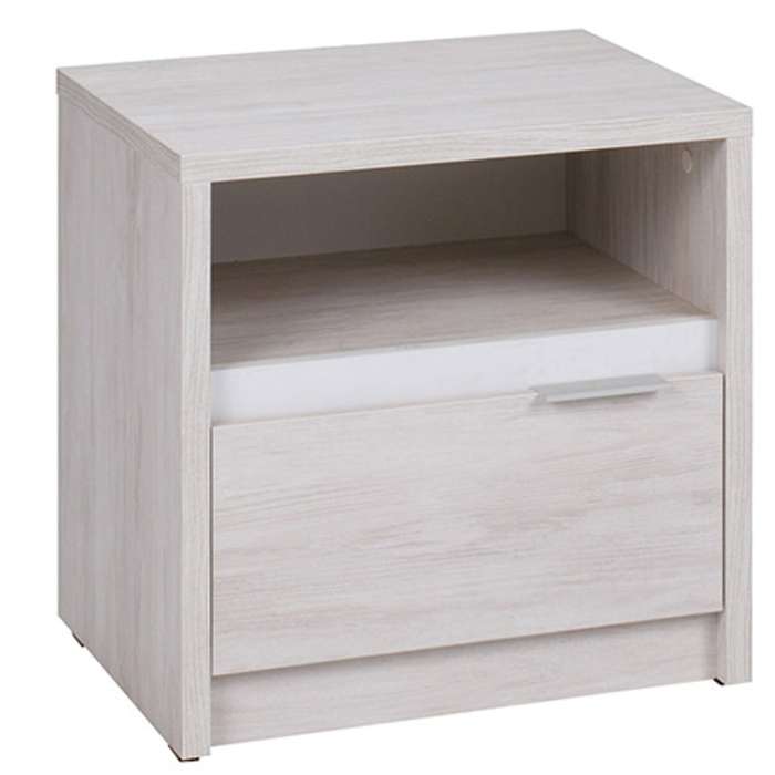 Bedside table DENERIO in white Oak / White Gloss