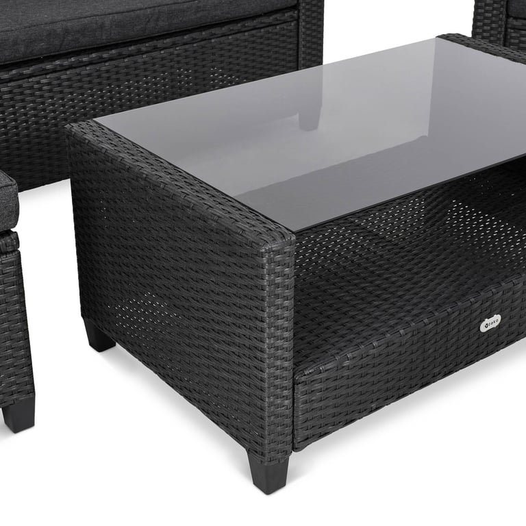 Close up of the coffee table in Garden Furniture Set DELMI Black / Graphite