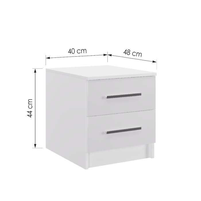 Bedside Table MARSYLIA in white with dimensions