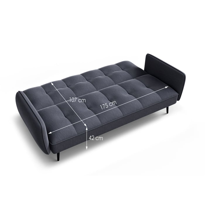 Sofa Bed SAMANTHA showing sleeping function and dimensions