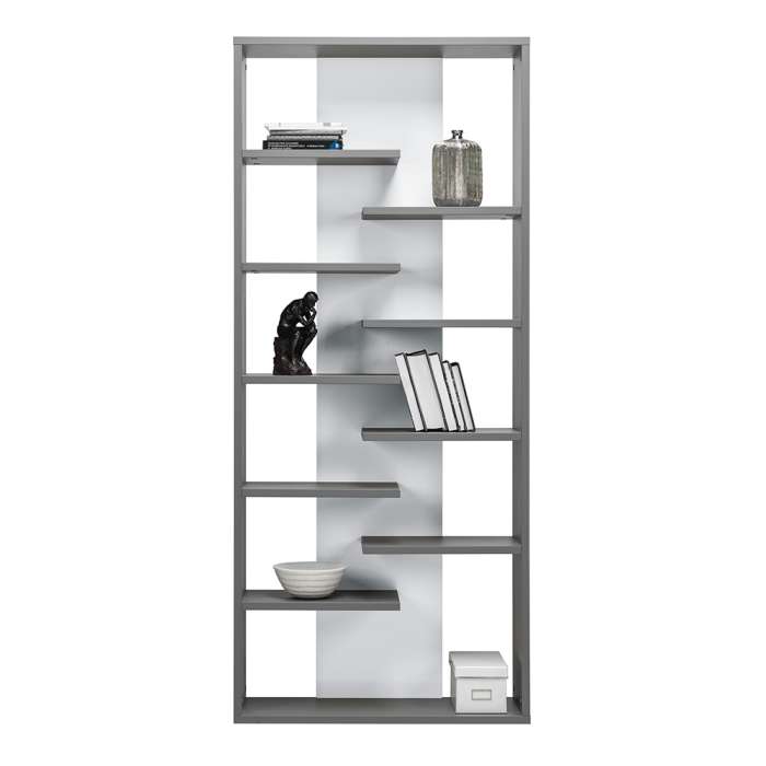 bookcase ZONDA Z08 with 9 grey shelves