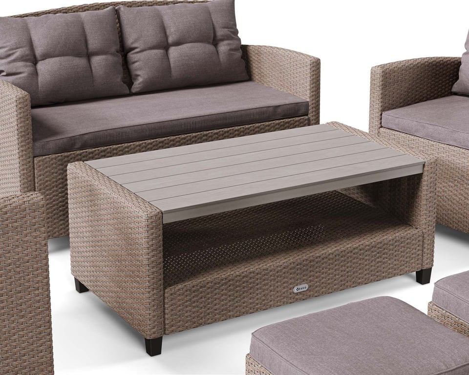 Close up of the table in Garden Furniture Set FARINZE Beige / Light Grey