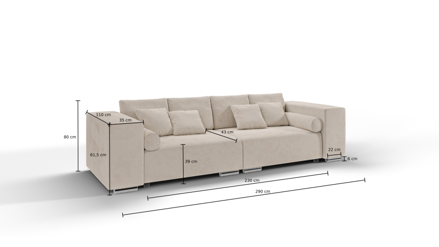 Sofa Bed JUMBO with dimensions