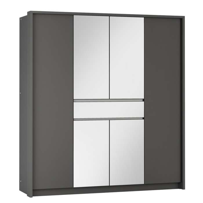 The hinged door wardrobe SPLIT 200cm graphite with mirrored doors