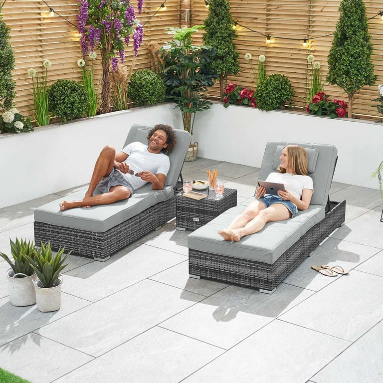 Rimini Sun Lounger Set Grey Dako Furniture