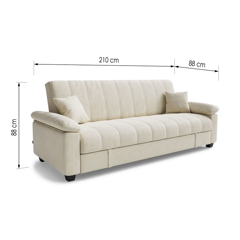 Sofa Bed VERONICA - Cream with dimensions