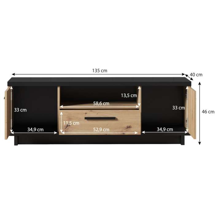 TV Unit INEZO showing the dimensions