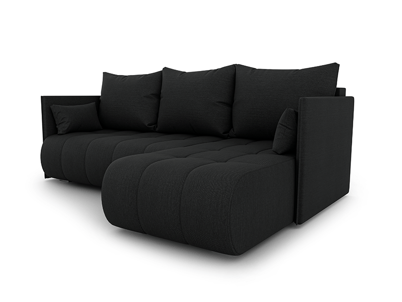 The folded corner sofa NESSA in black colour.