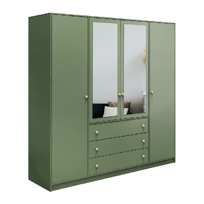 The hinged door wardrobe SIENA II D4 green with mirror