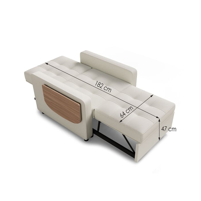Armchair Sofa Bed SUZIE showing sleeping function with dimensions