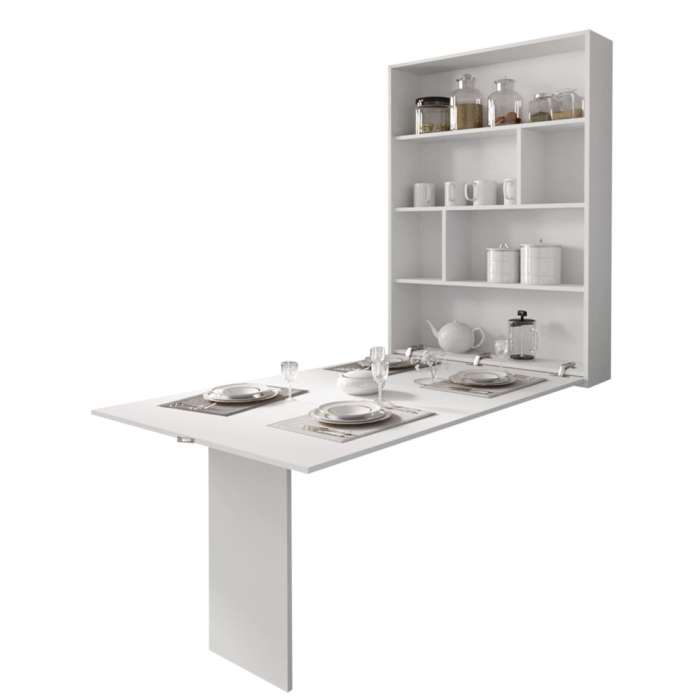 Unfoldable Table AMLAN - white unfolded
