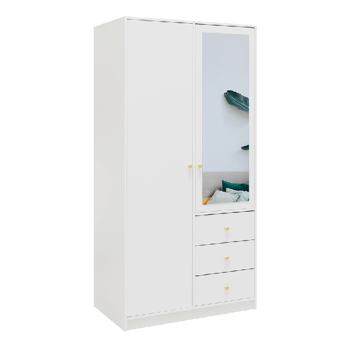 The hinged door wardrobe SIENA D2 white with mirror