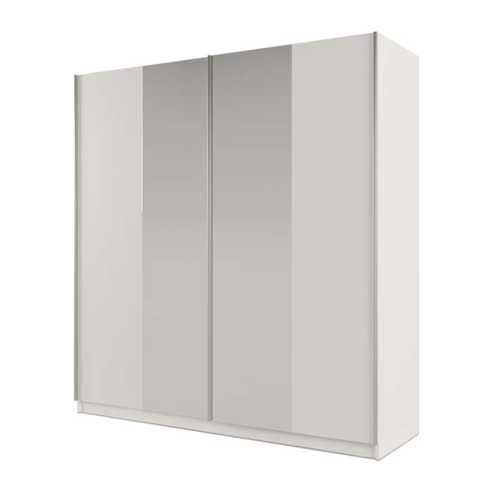 The sliding door wardrobe PRAGA 200cm white with mirrored doors.