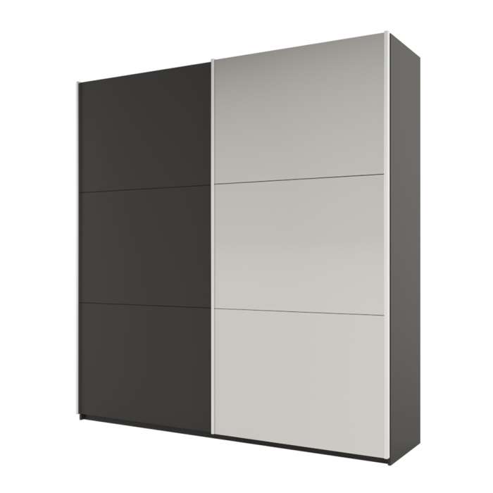 The sliding door wardrobe RODOS 225cm graphite with a mirrored door