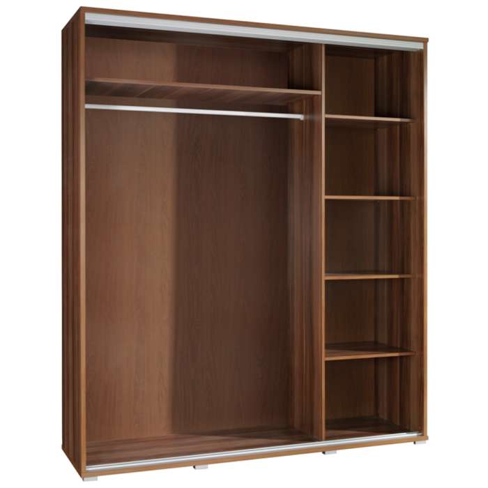 Interior of the PENELOPA 155cm wardrobe with 5 shelves and a hanging rail