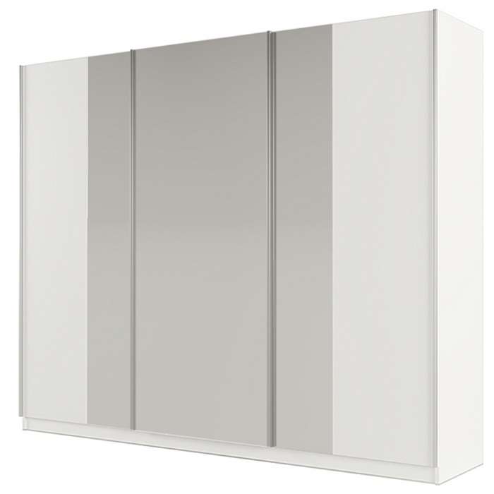 The sliding door wardrobe PRAGA 250cm white with mirrored doors.