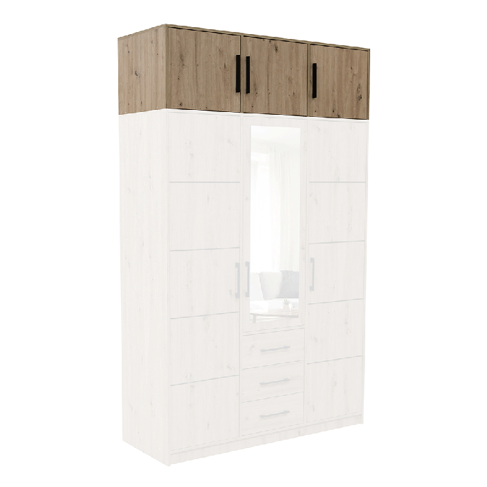 Wardrobe KOS D3 in oak artisan with the extension add-on on top
