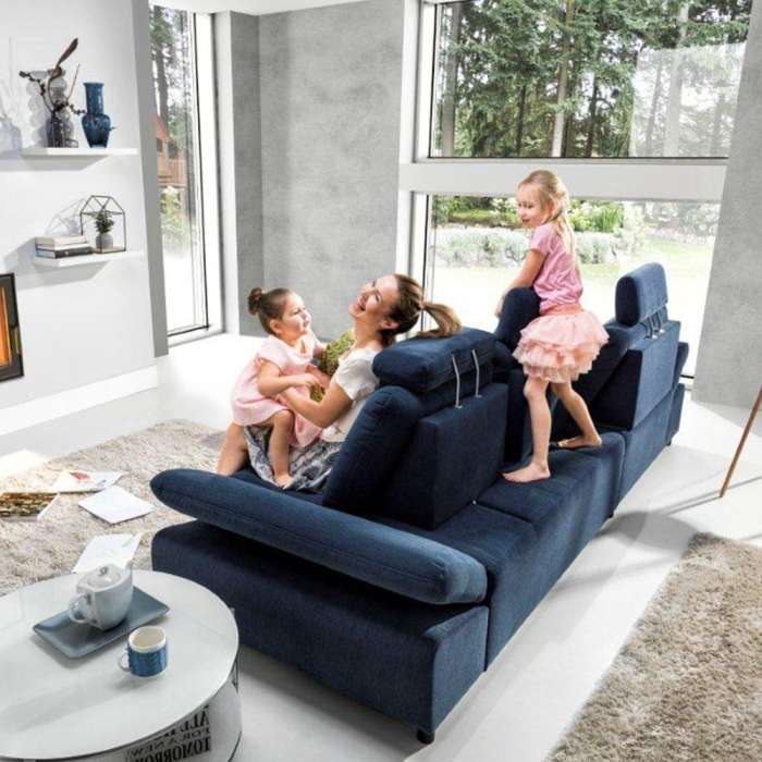 Corner sofa Bed CALAMO 2 showing adjustable backrests