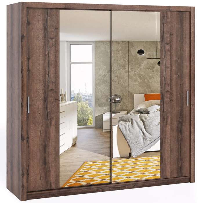 The sliding door wardrobe BONITO 220cm oak monastery with mirrored doors