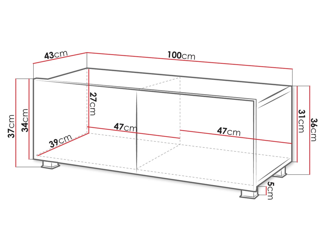 Diagram of TV Unit COLAMBRINI with dimensions