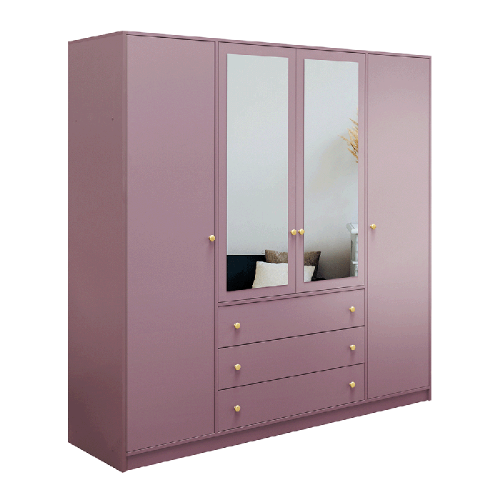 The hinged door wardrobe SIENA II D4 plum with mirror