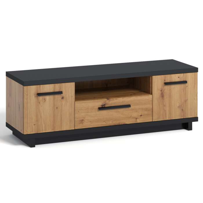 TV Unit INEZO in oak artisan + black