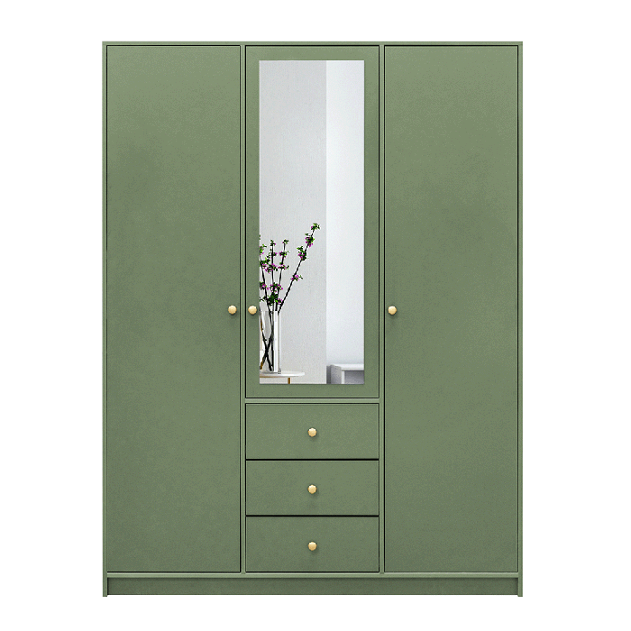 The hinged door wardrobe SIENA II D3 green with mirror