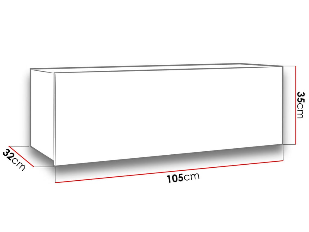 Diagram of hanging shelf COLAMBRINI with dimensions