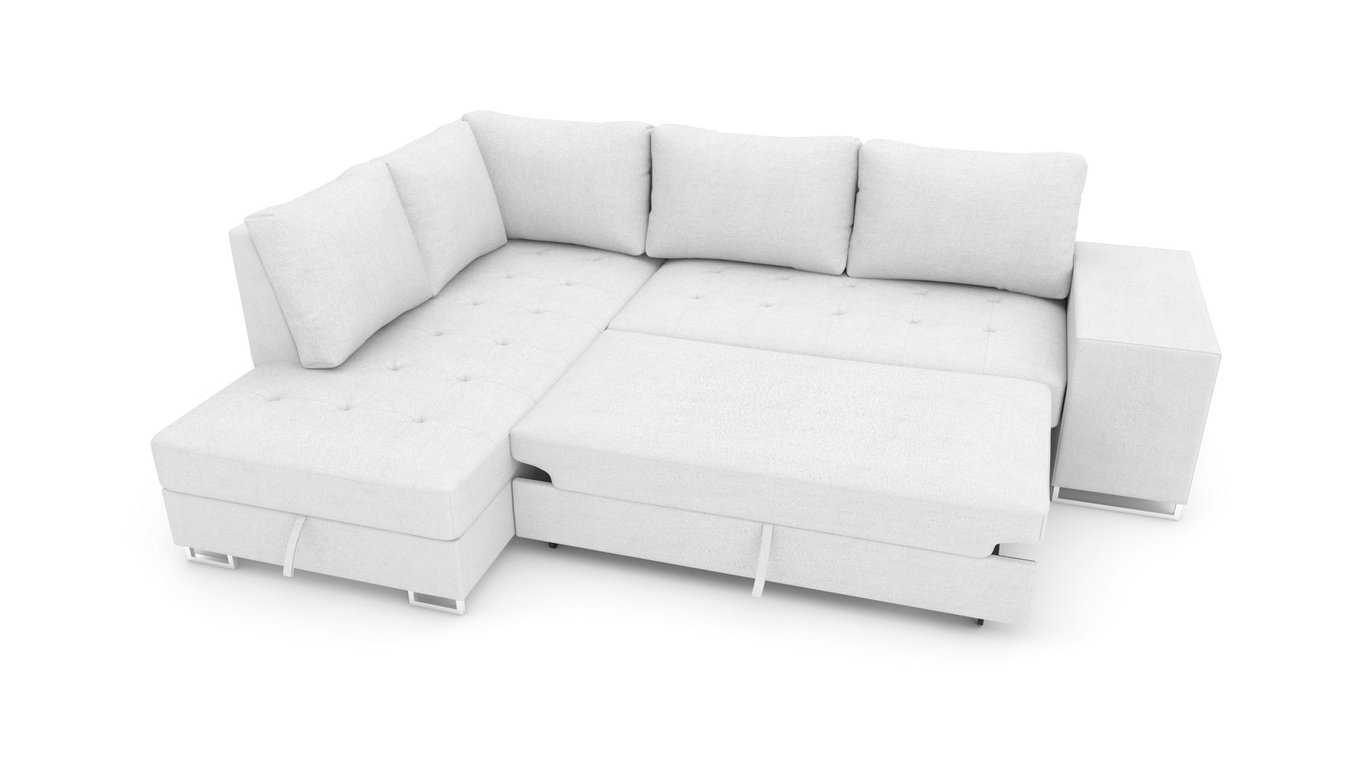 Corner Sofa Bed MARTHA Left-Hand - Cream showing sleeping function